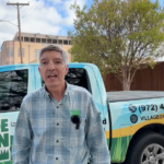 Ken Hyatt, founder of Village Green Lawn and Pest, explaining why weeds keep coming back — filmed in downtown Plano, TX