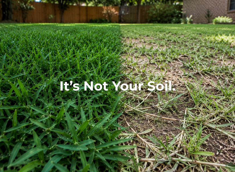 Photo showing st. augustine lawn that isn't doing well.