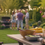 Outdoor cook-out in the fall in Plano, Texas