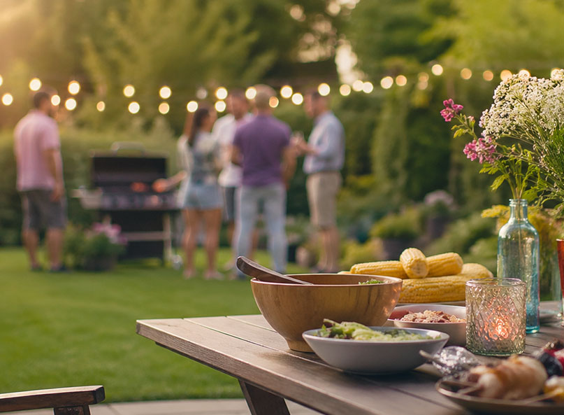 Outdoor cook-out in the fall in Plano, Texas